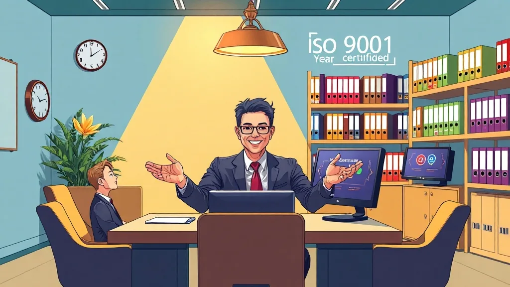 ISO 9001 인증 후 사후 관리 (illustration 스타일)