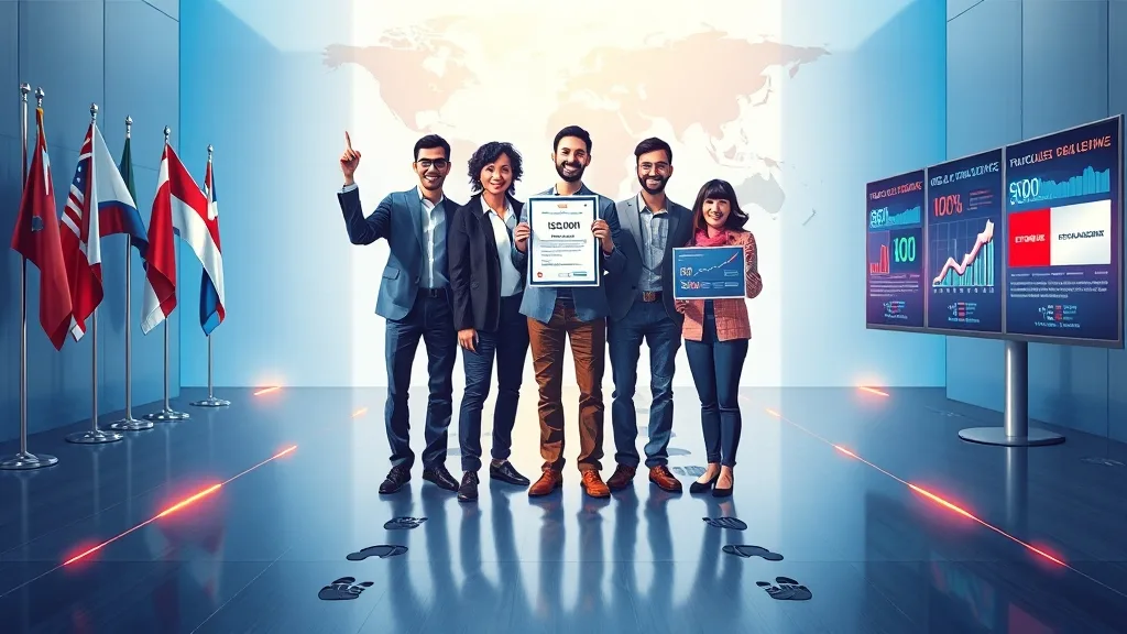 ISO 9001 인증 성공 사례 (illustration 스타일)
