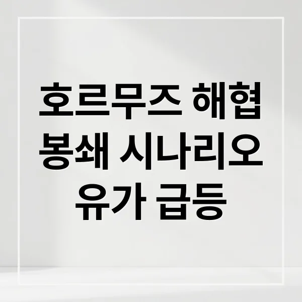호르무즈 해협 봉쇄가 국제 유가와 한국 경제에 미치는 영향
