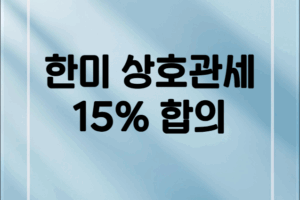 2025년 한미 상호관세 15% 합의: 의미와 파급효과 총정리