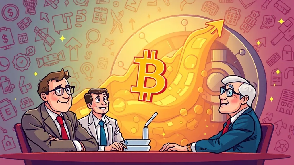 기관 투자자의 비트코인 투자 확대와 영향 (cartoon 스타일)
