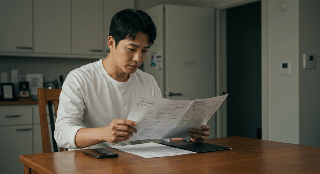 서류를 확인하는 세입자