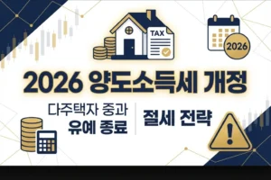 2026년 양도소득세 개정 가이드: 다주택자 중과 유예 종료 및 절세 전략