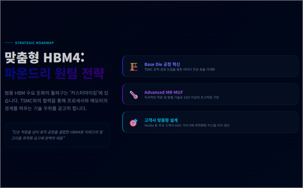 2026 SK하이닉스 주가 전망: 터보퀀트 시대 커스텀 HBM4로 돌파할 수 있을까? 4 SK하이닉스의 돌파구: TSMC 원팀과 커스텀 HBM4