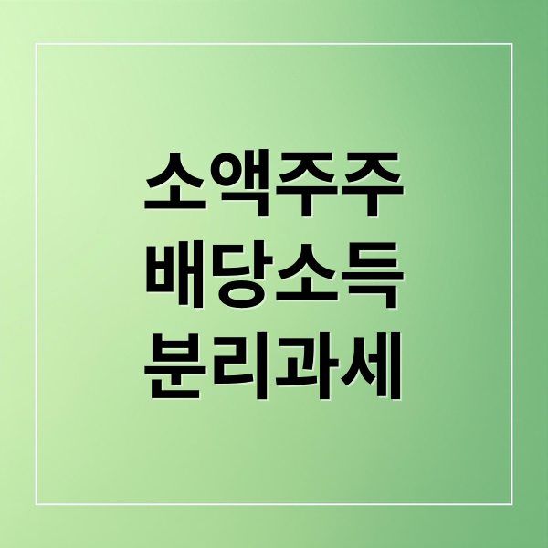 소액주주 배당소득 분리과세 완벽 가이드: 도입 배경부터 실질 혜택 및 투자 전략까지